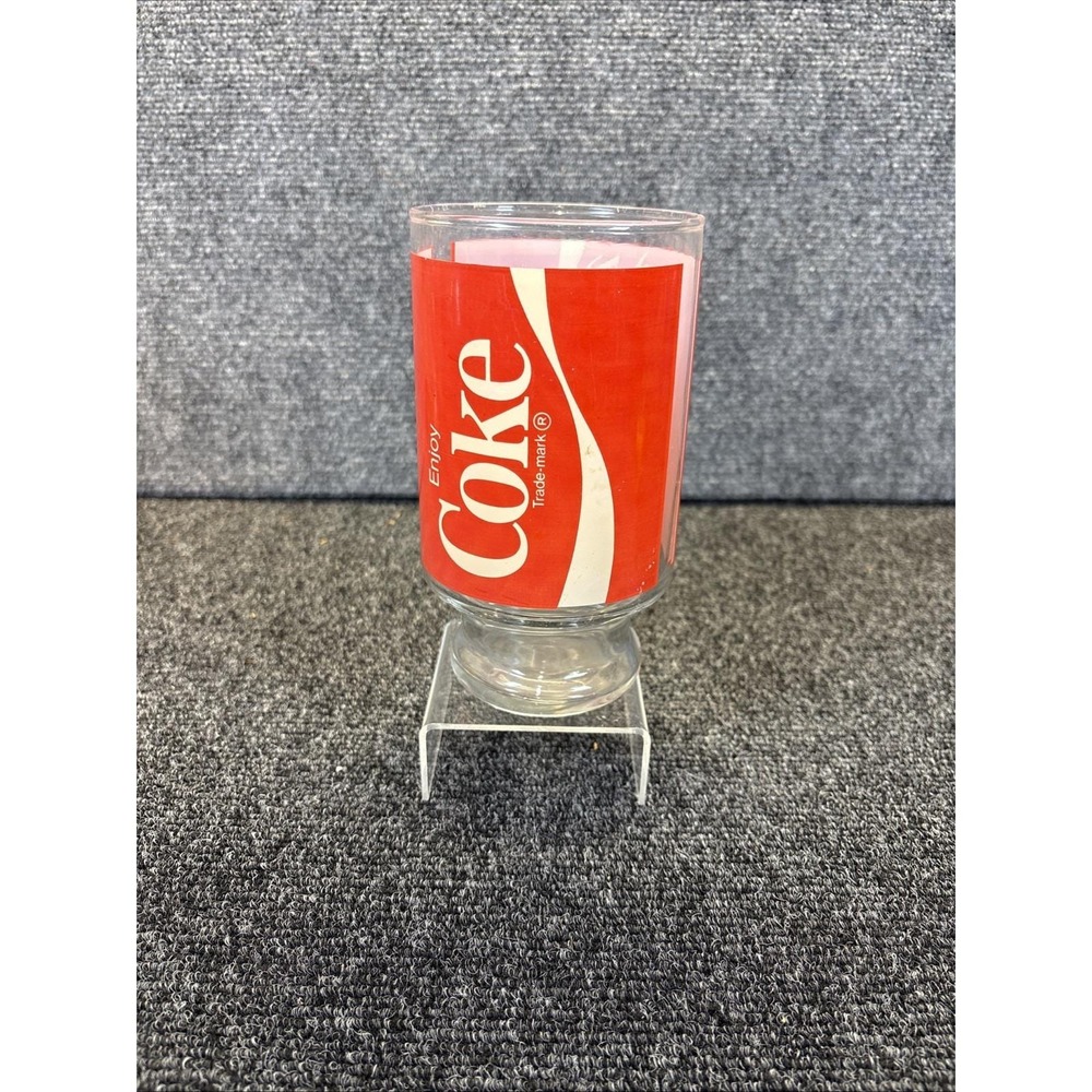 Vintage Large 32oz Enjoy Coke Coca-Cola Pedestal Drinking Glass 6 3/4" Tall